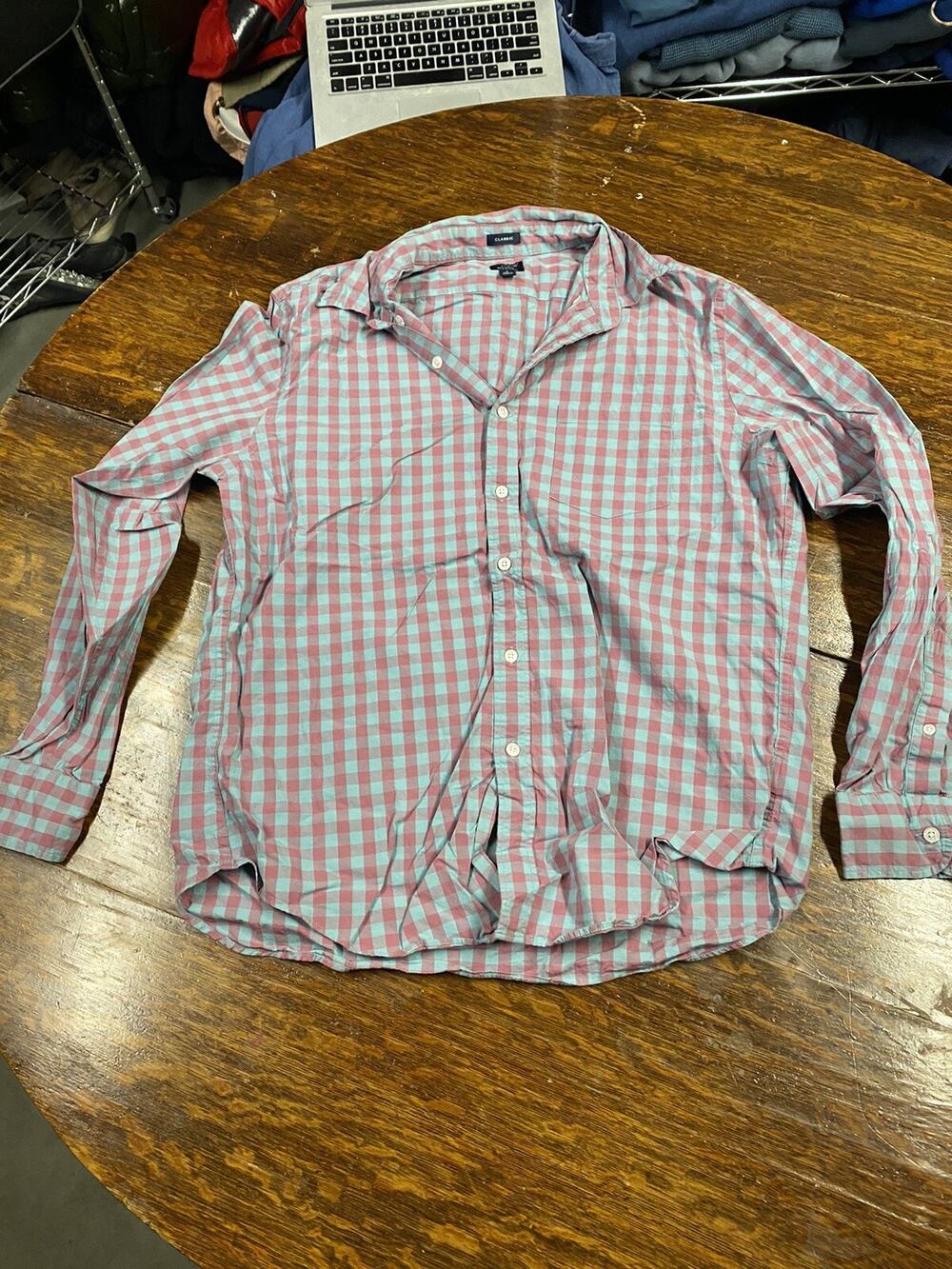 J Crew Mens Large Flex Washed Plaid Button Down Shirt Long Sleeve